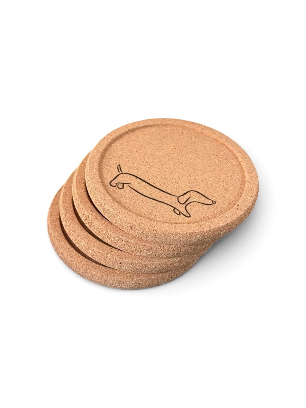 Thickened Cork Coasters Dog Lovers Engraved Dachshund Set